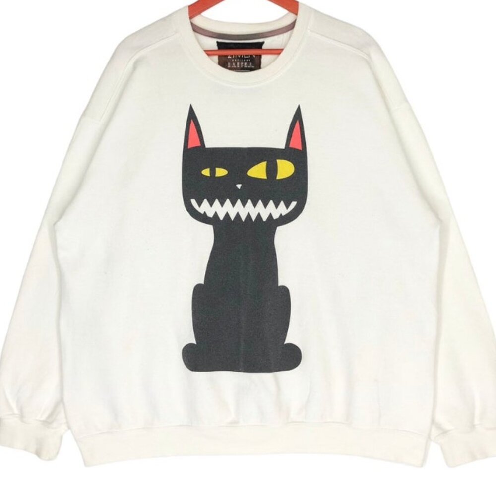 Black Cat Crewneck Sweatshirt, Cat Sweatshirt, Animal Sweatshirt